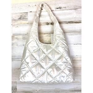 House of Harlow Women’s Pearl White Quilted puffer shoulder bag set coin bag NEW